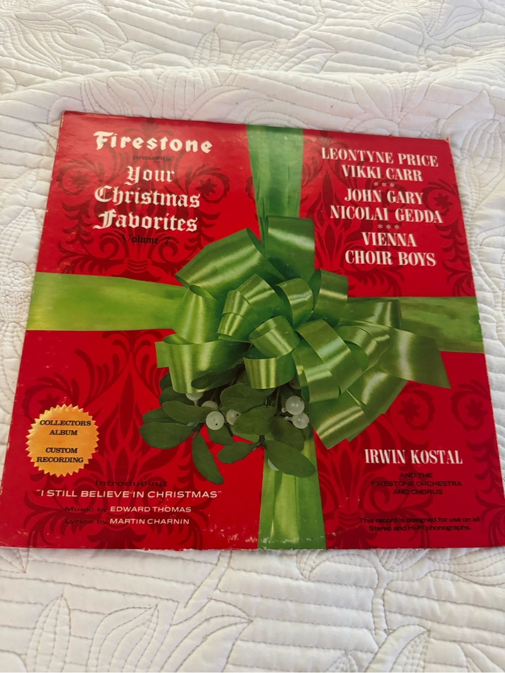 Firestone Your Christmas Favorites Vinyl Record - Red with Green Bow